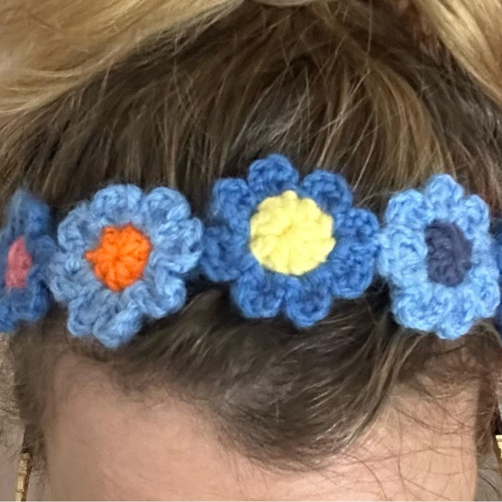 Handmade Blue Crochet Flower Headband